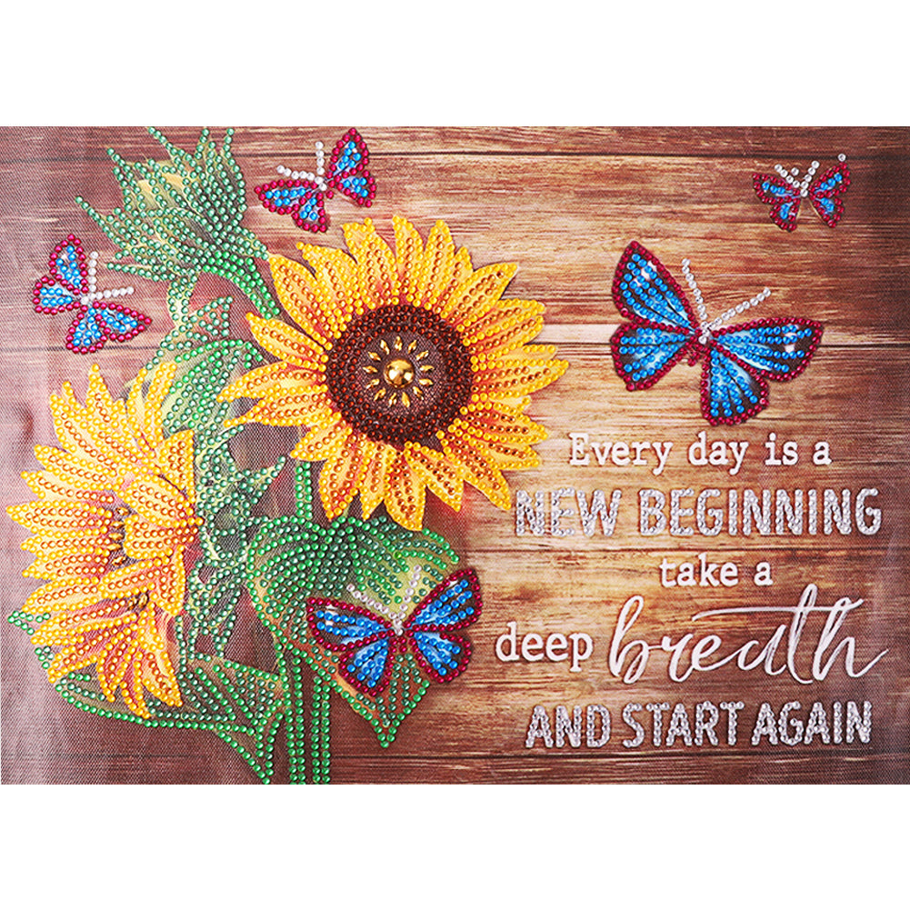 English Sentences Flower - Special Shaped Drill Diamond Painting 40*30CM