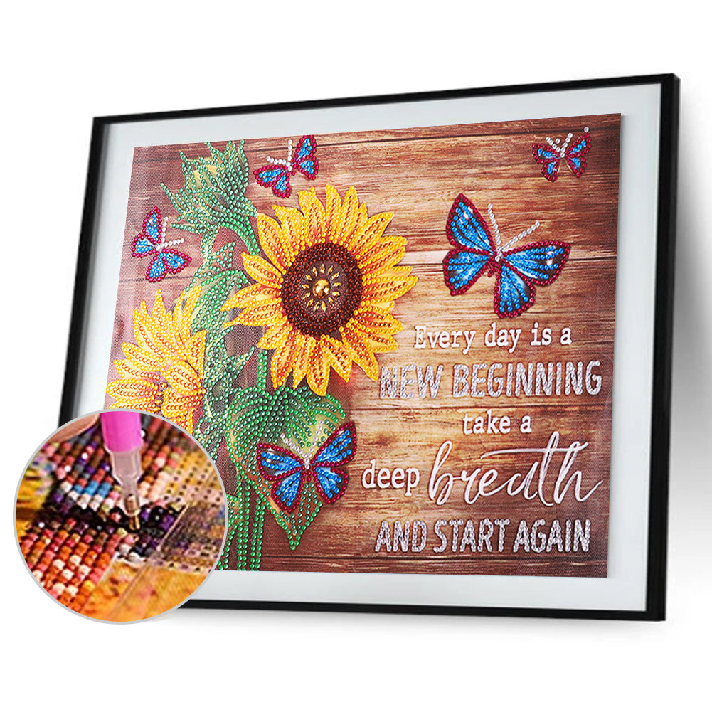 English Sentences Flower - Special Shaped Drill Diamond Painting 40*30CM
