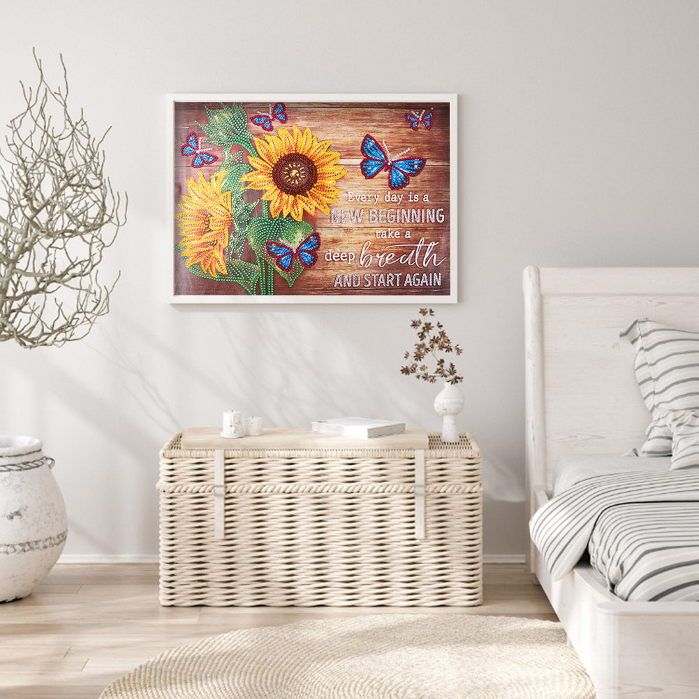 English Sentences Flower - Special Shaped Drill Diamond Painting 40*30CM