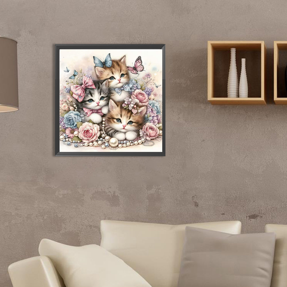 Kitten - Full Round Drill Diamond Painting 35*35CM