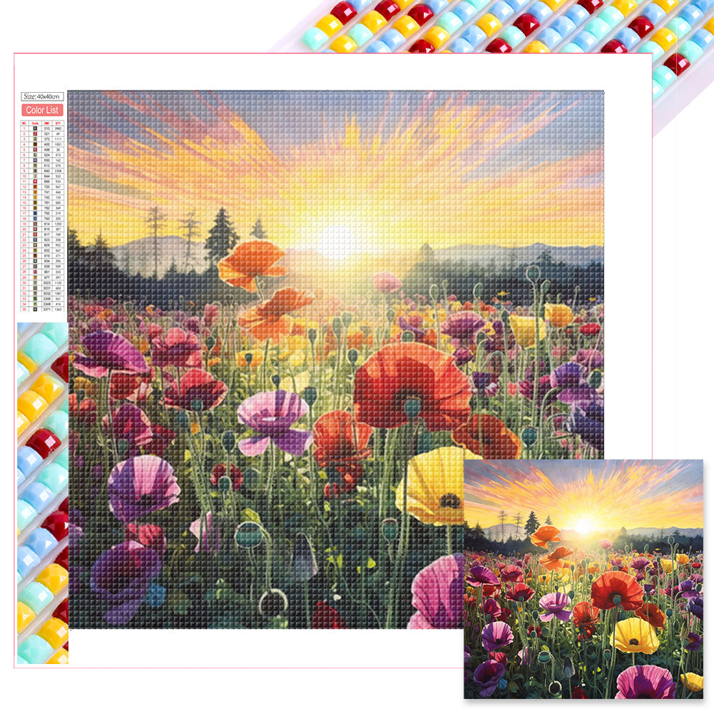 Poppy Flower Sea - Full Square Drill Diamond Painting 40*40CM
