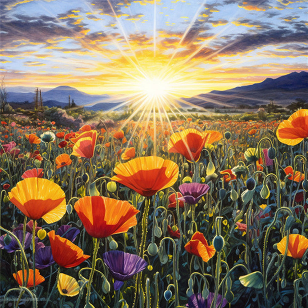 Poppy Flower Sea - Full Square Drill Diamond Painting 40*40CM