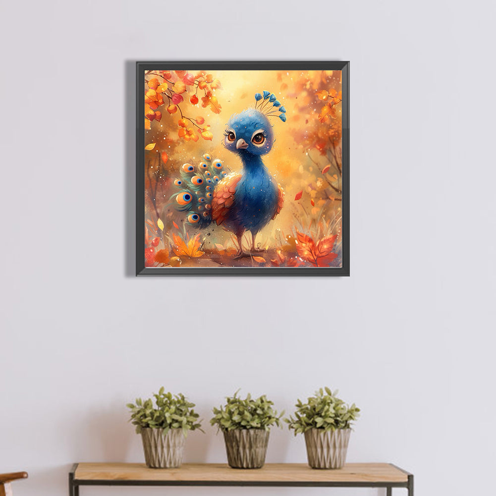 Baby Peacock - Full Round Drill Diamond Painting 40*40CM