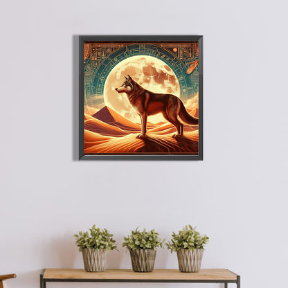 Ancient Egypt Moon And Wolf - Full Round Drill Diamond Painting 40*40CM