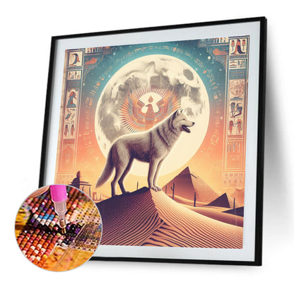 Ancient Egyptian Desert And Wolves - Full Round Drill Diamond Painting 40*40CM