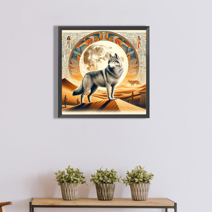 Ancient Egyptian Culture And Wolves - Full Round Drill Diamond Painting 40*40CM