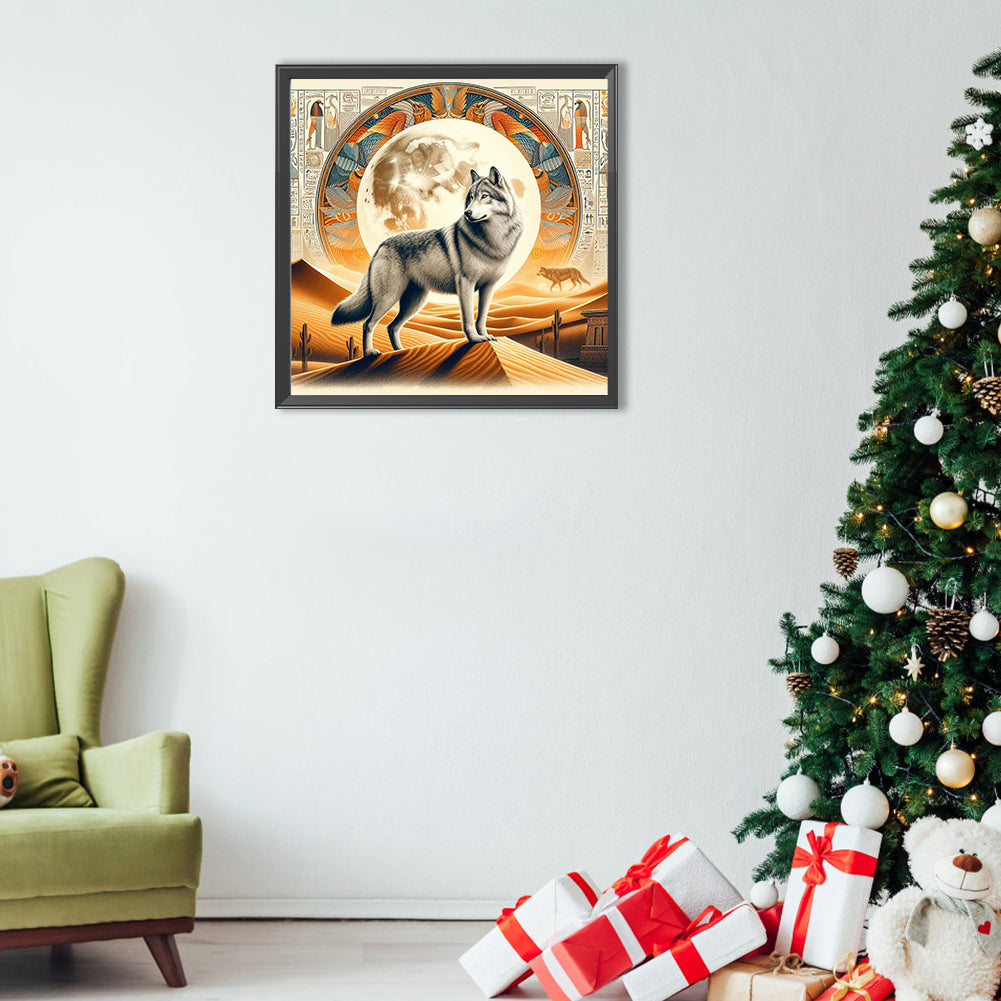 Ancient Egyptian Culture And Wolves - Full Round Drill Diamond Painting 40*40CM