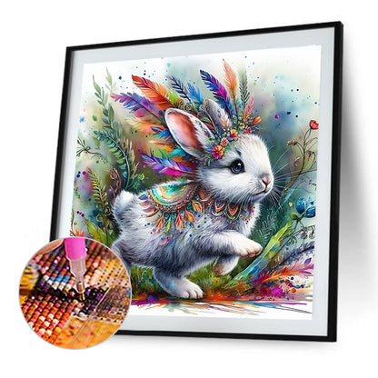 Indian Colorful Rabbit - Full Round Drill Diamond Painting 40*40CM