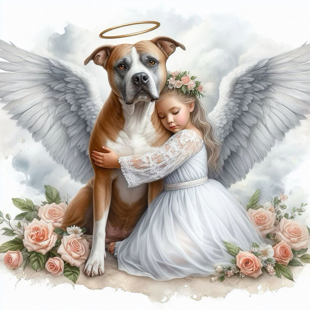 Angel Dog And Baby - Full Round Drill Diamond Painting 30*30CM