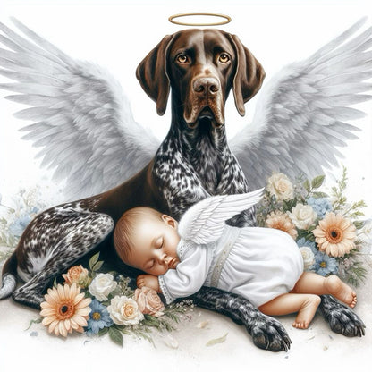 Angel Dog And Baby - Full Round Drill Diamond Painting 30*30CM