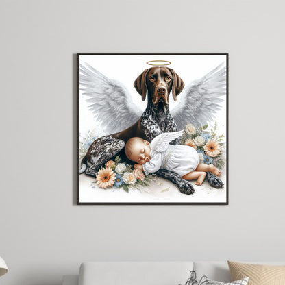 Angel Dog And Baby - Full Round Drill Diamond Painting 30*30CM