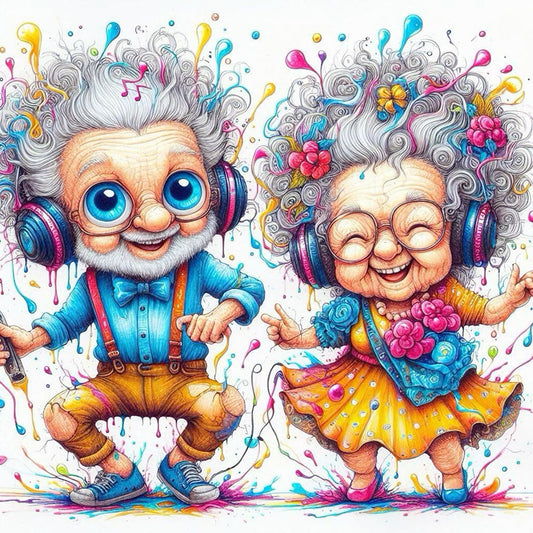 Old Couple - Full Round Drill Diamond Painting 30*30CM