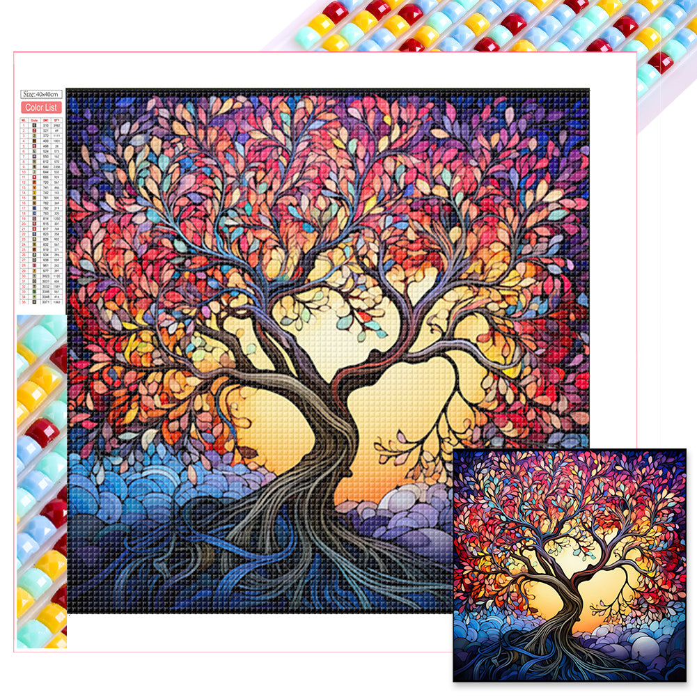 Glass Painting Lucky Tree - Full Square Drill Diamond Painting 40*40CM