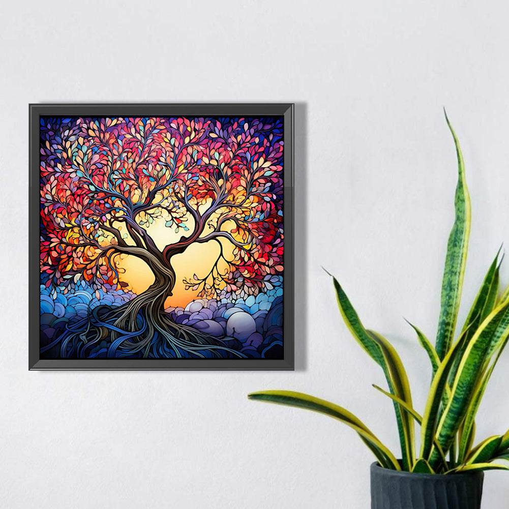 Glass Painting Lucky Tree - Full Square Drill Diamond Painting 40*40CM