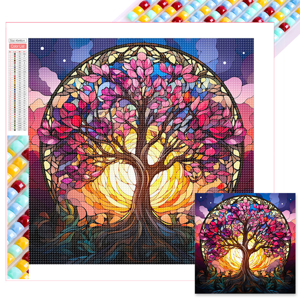 Glass Painting Lucky Tree - Full Square Drill Diamond Painting 40*40CM