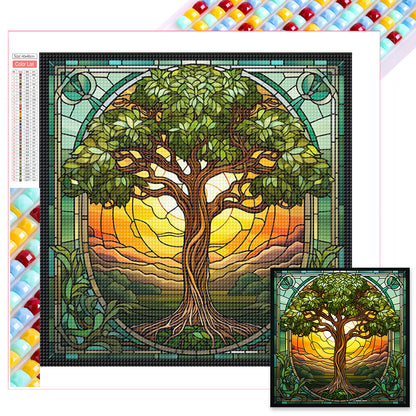 Glass Painting Lucky Tree - Full Square Drill Diamond Painting 40*40CM