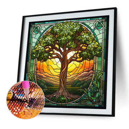 Glass Painting Lucky Tree - Full Square Drill Diamond Painting 40*40CM