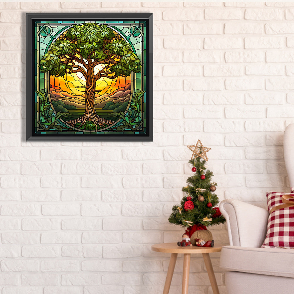 Glass Painting Lucky Tree - Full Square Drill Diamond Painting 40*40CM