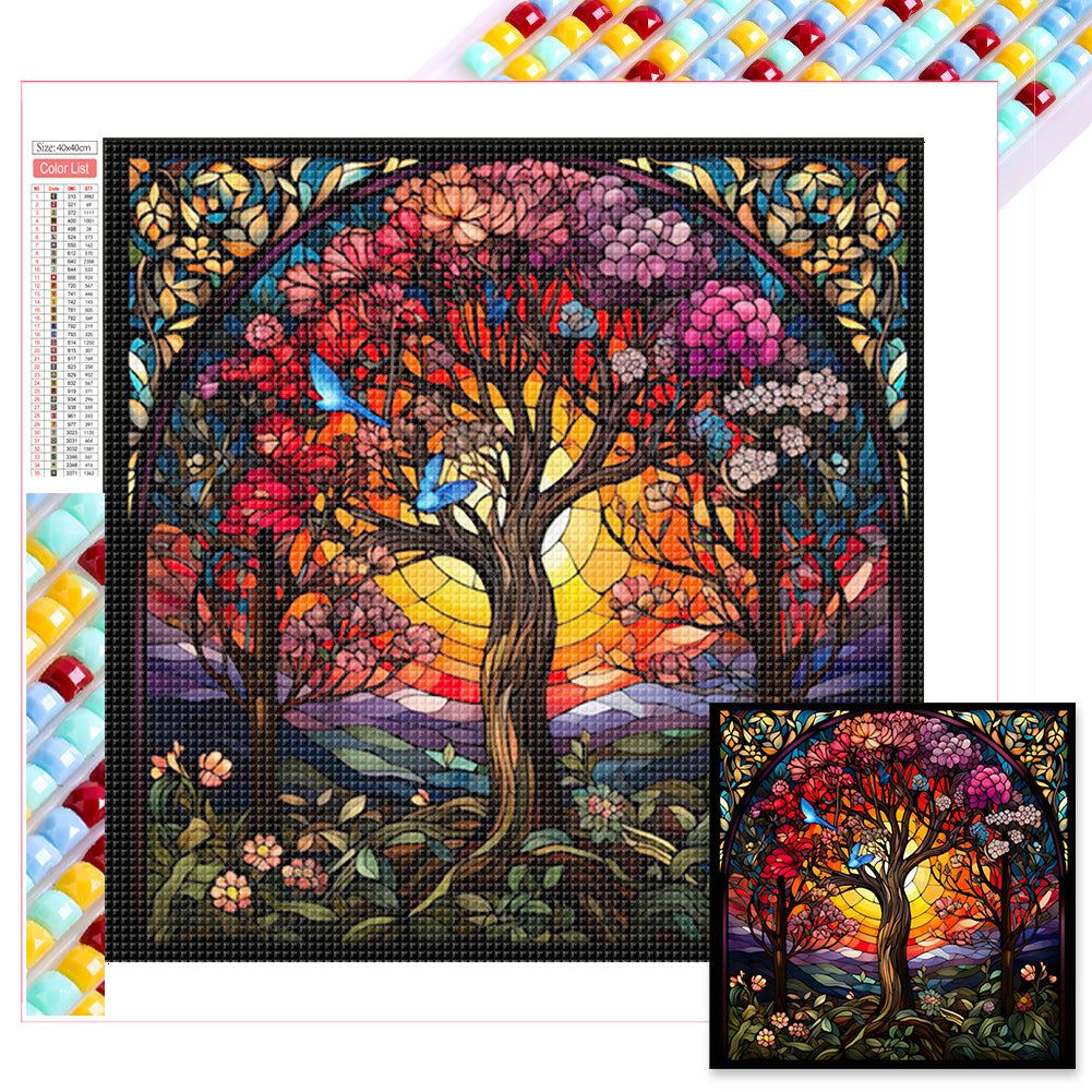 Glass Painting Lucky Tree - Full Square Drill Diamond Painting 40*40CM