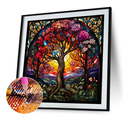 Glass Painting Lucky Tree - Full Square Drill Diamond Painting 40*40CM