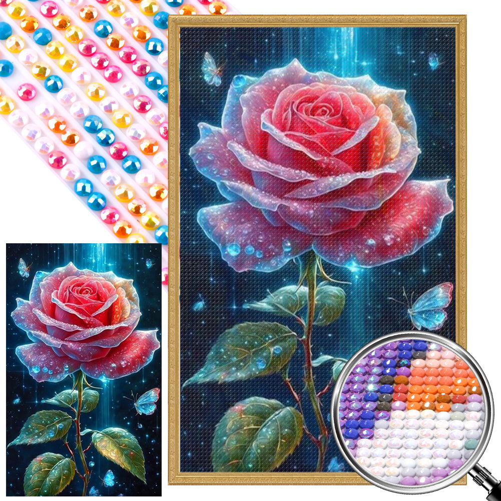 Water Drop Rose - Full Round Drill Diamond Painting 40*65CM