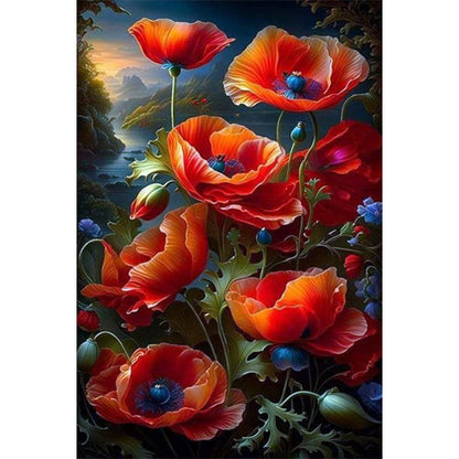 Poppy Flower - Full Square Drill Diamond Painting 40*65CM