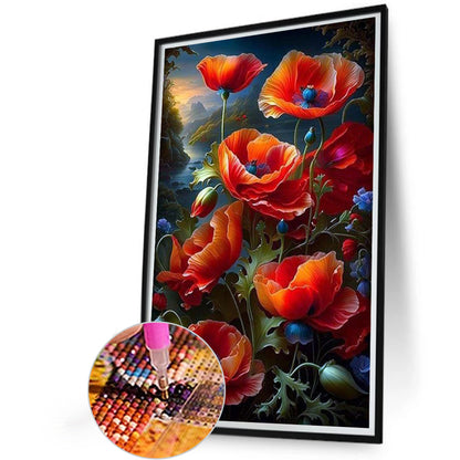 Poppy Flower - Full Square Drill Diamond Painting 40*65CM