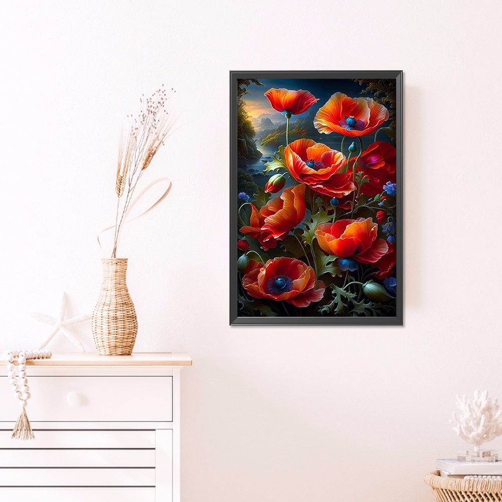 Poppy Flower - Full Square Drill Diamond Painting 40*65CM