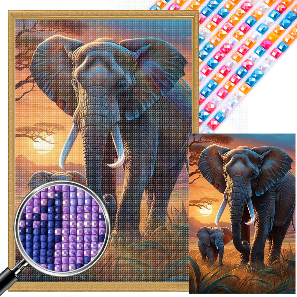 Wild Elephant - Full Square Drill Diamond Painting 40*60CM