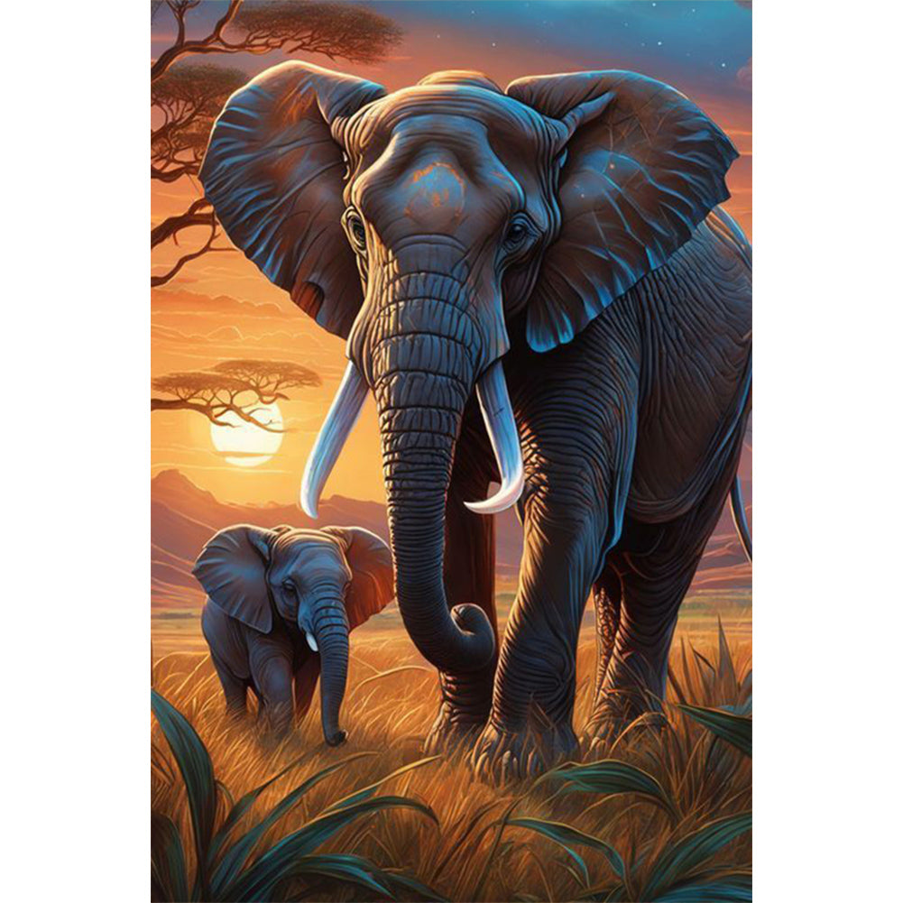 Wild Elephant - Full Square Drill Diamond Painting 40*60CM