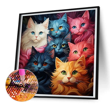 Multi Color Cat - Full Round Drill Diamond Painting 30*30CM