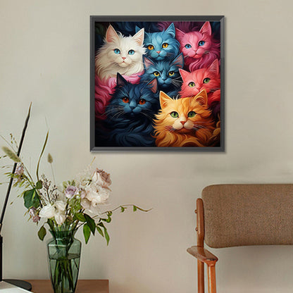 Multi Color Cat - Full Round Drill Diamond Painting 30*30CM