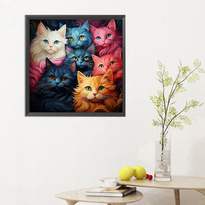 Multi Color Cat - Full Round Drill Diamond Painting 30*30CM