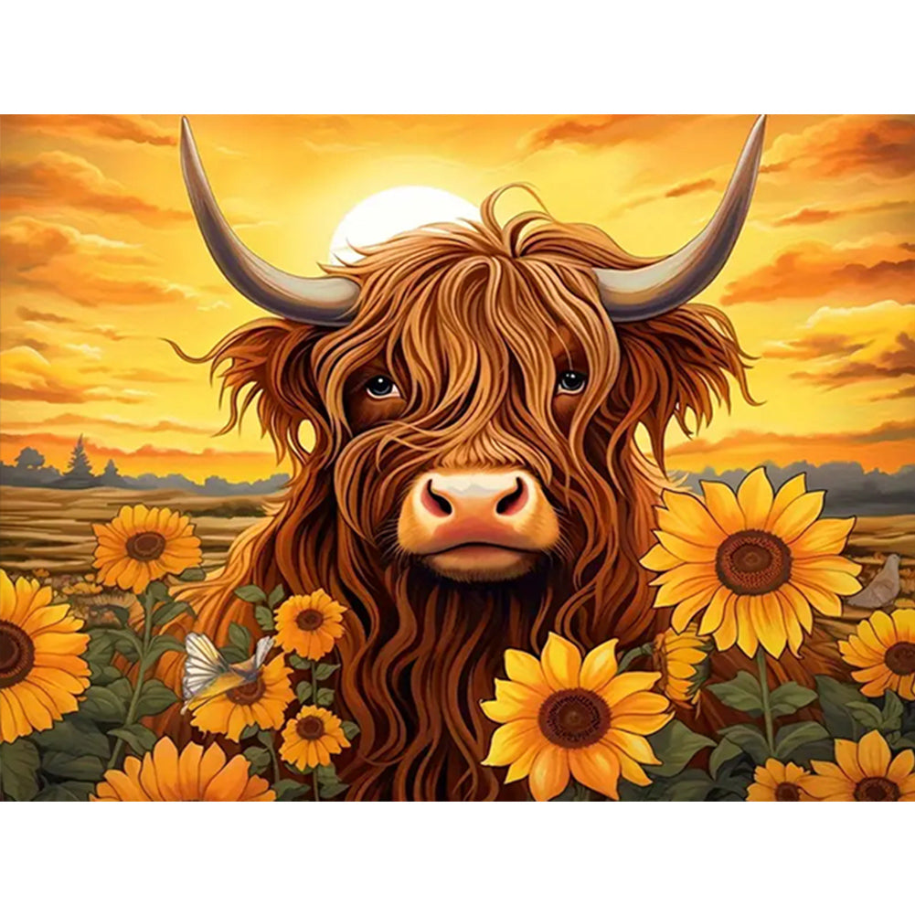 Sunflower Yak - Full Round Drill Diamond Painting 40*30CM