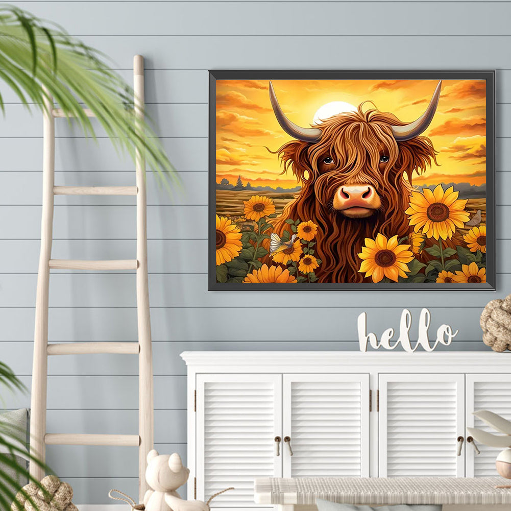 Sunflower Yak - Full Round Drill Diamond Painting 40*30CM