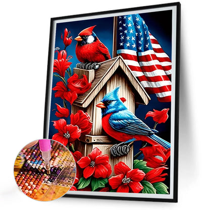 Cardinal Bluebird - Full Round Drill Diamond Painting 30*40CM