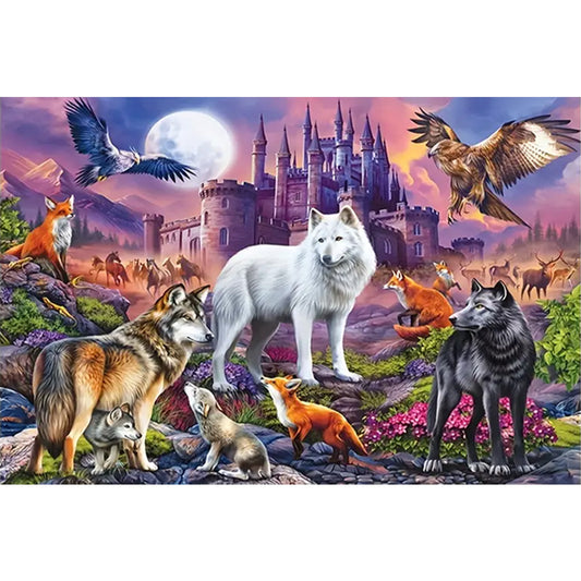 Wolf Pack Animal - Full Round Drill Diamond Painting 60*40CM