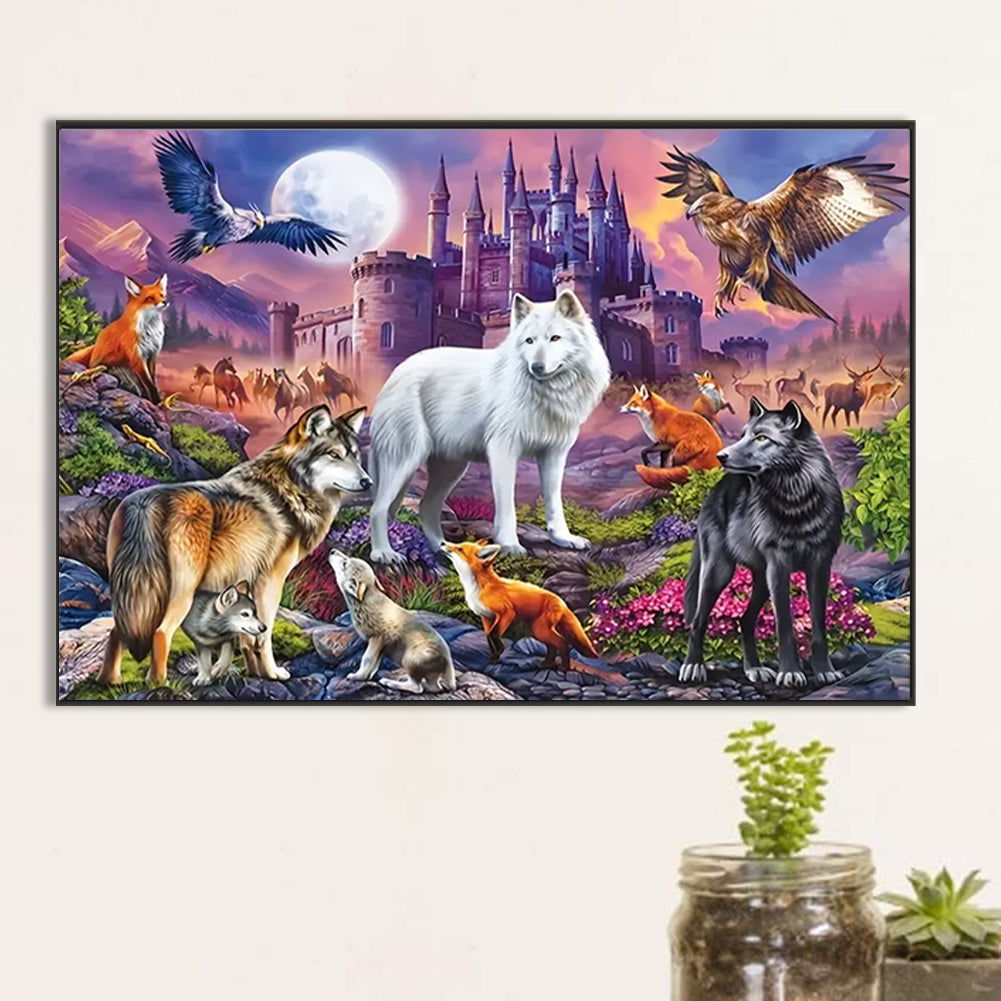 Wolf Pack Animal - Full Round Drill Diamond Painting 60*40CM