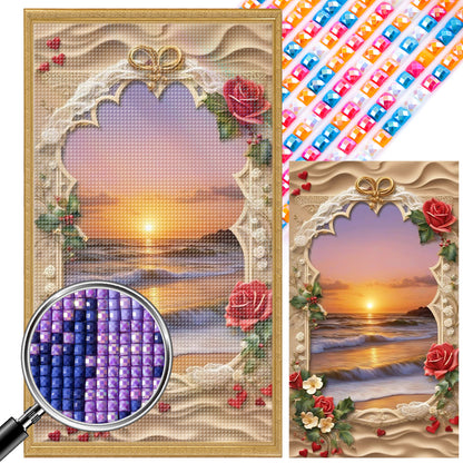 Seaside Sunset Picture Frame - Full Square Drill Diamond Painting 40*70CM