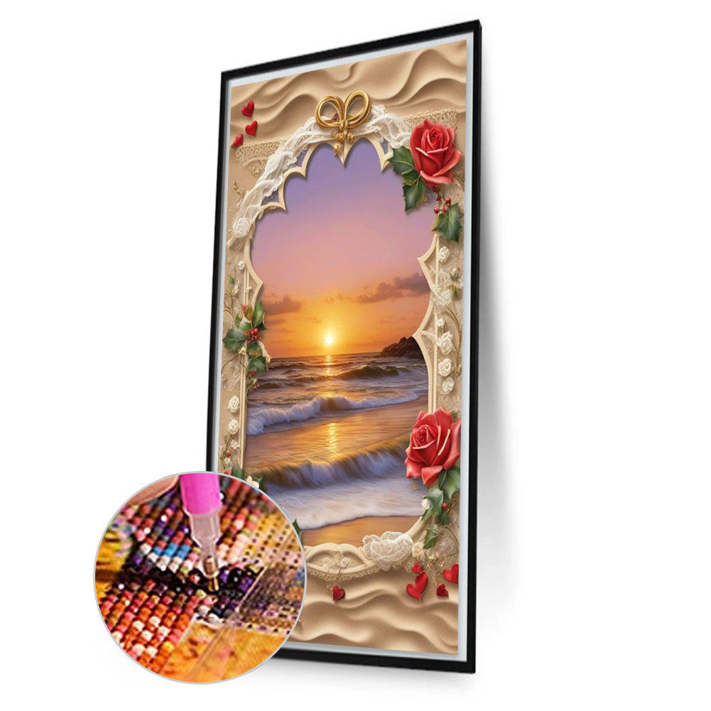 Seaside Sunset Picture Frame - Full Square Drill Diamond Painting 40*70CM