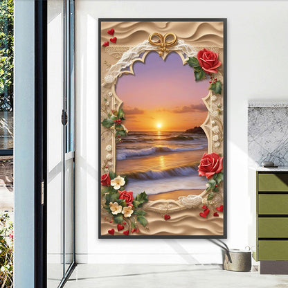 Seaside Sunset Picture Frame - Full Square Drill Diamond Painting 40*70CM