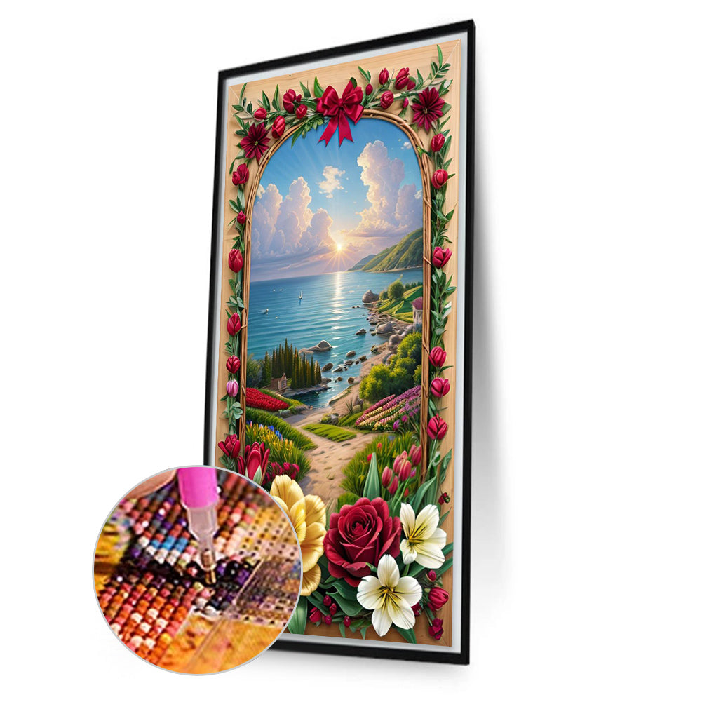 Seaside Picture Frame - Full Square Drill Diamond Painting 40*70CM