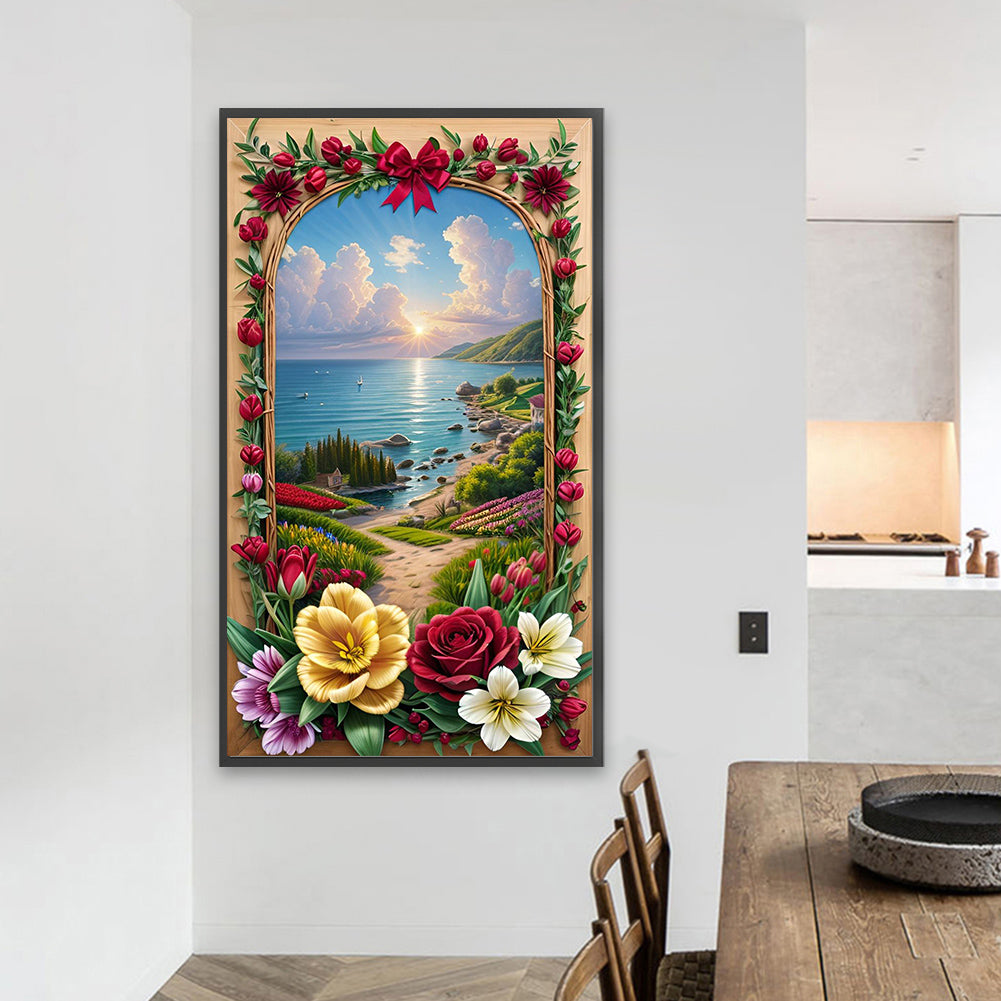 Seaside Picture Frame - Full Square Drill Diamond Painting 40*70CM
