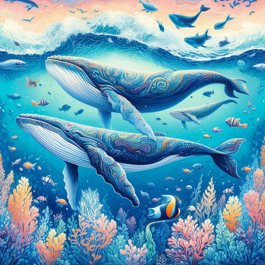 Undersea Whale - Full Round Drill Diamond Painting 40*40CM