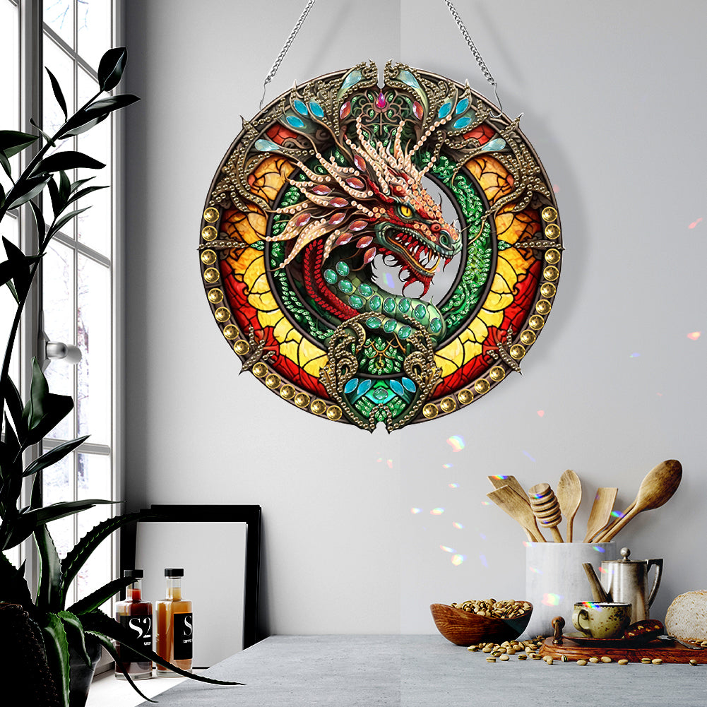 Acrylic Animal Diamond Art Hanging Pendant Diamond Painting Home Decor (Dragon)