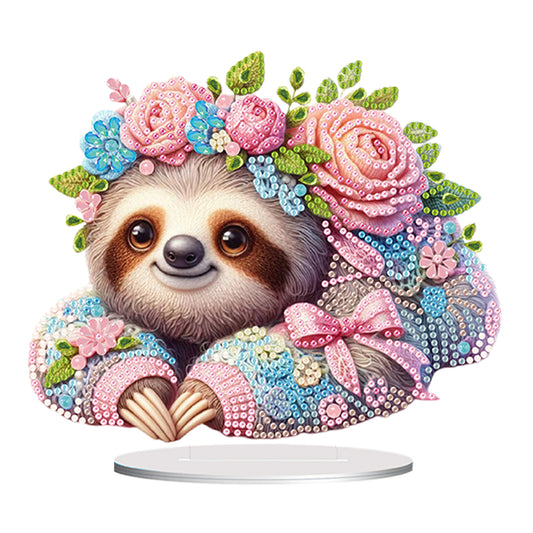 Acrylic Flower Sloth Table Top Diamond Painting Ornament Kits Bedroom Decoration