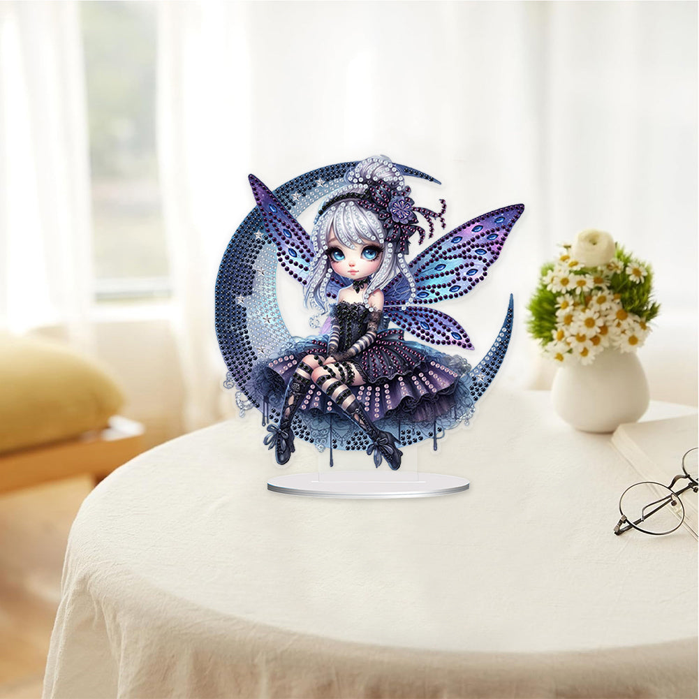 Acrylic Moon Girl Diamond Painting Tabletop Ornaments Kit Bedroom Decoration