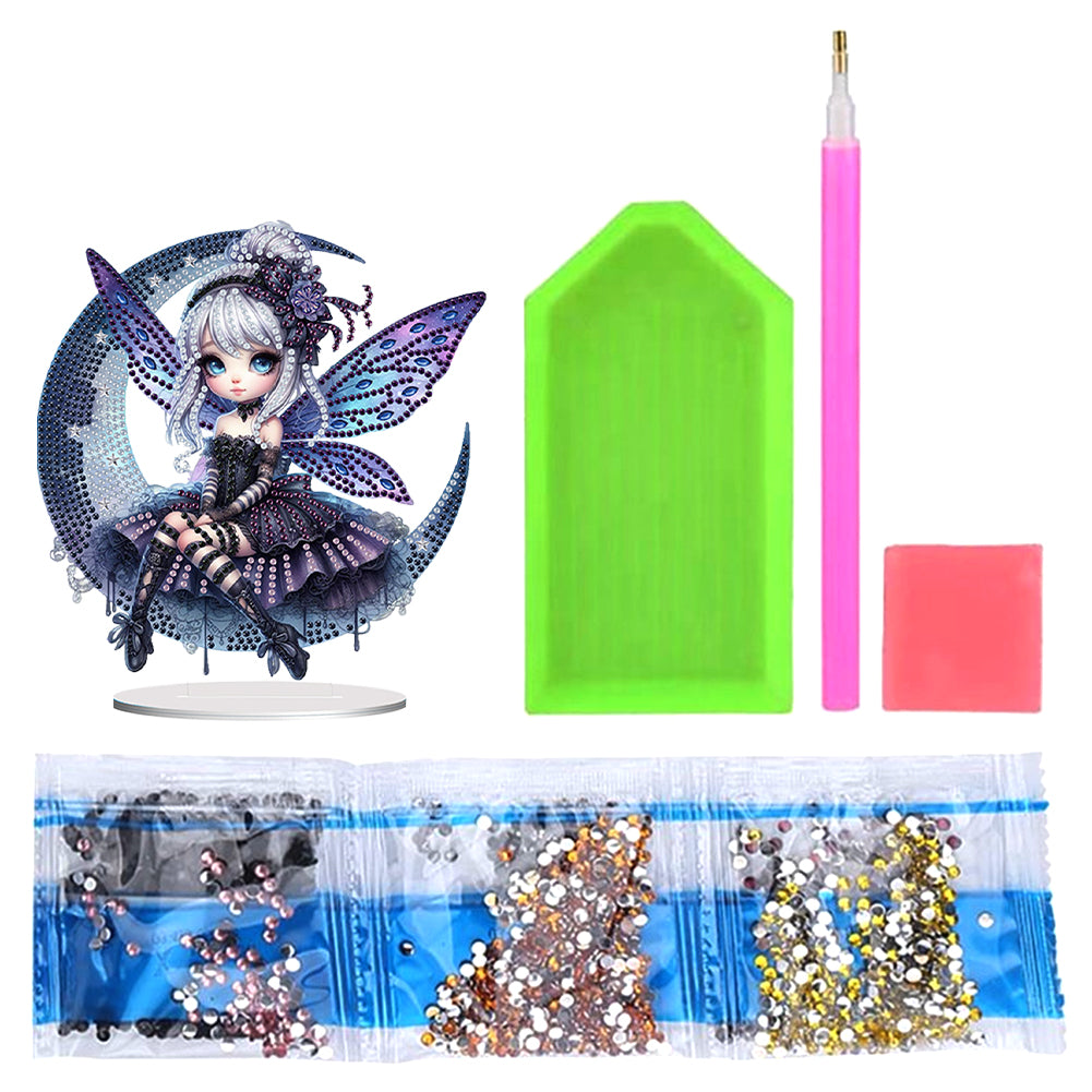 Acrylic Moon Girl Diamond Painting Tabletop Ornaments Kit Bedroom Decoration