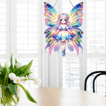 Butterfly Girl 5D DIY Diamond Painting Dots Pendant for Wall Window Decor