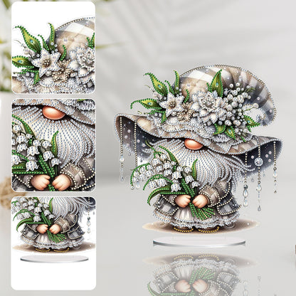 Gnome Double Sided Effect Diamond Painting Table Ornaments(Lily Of Valley Gnome)